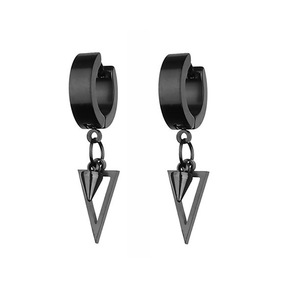 Cross Border AliExpress Unisex Blade Black Blade <span class=keywords><strong>orecchini</strong></span> misti in metallo con diamanti <span class=keywords><strong>da</strong></span> <span class=keywords><strong>uomo</strong></span> a croce a cono a punta in acciaio inox - Product Image 6