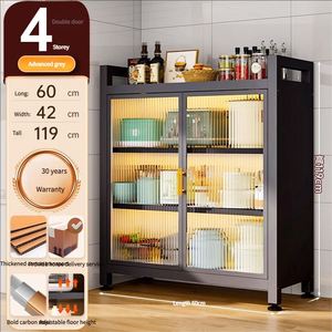 Large Capacity Eco Friendly Waterproof Metal Modern Multifunction <b>Storage</b> Rack Double Door <b>Kitchen</b> Cabinet Microwave Tableware - Product Image 3