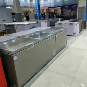 2021 300-1000 L Supermarket Terbuka Atas Pintu Ganda Freezer Ikan Dada Dalam dengan Kunci