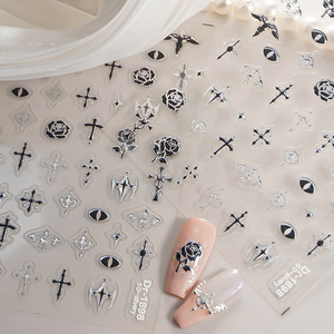 Autocollants 5D en relief pour Halloween, motifs croix dorées en relief pour nail art, coques de téléphone et décoration artisanale DIY - Product Image 2