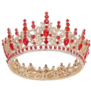 New Baroque Round European Rhinestones Bridal Wedding For Girls Miss World Hair Piece Crown