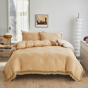 ปลอกผ้านวมสี<span class=keywords><strong>ขาว</strong></span>ไมโครไฟเบอร์พู่ประดับพู่ขนาดคิงไซส์3ชิ้น,ชุดผ้านวมคลุมเตียงสไตล์โบฮีเมียนปักลายแบบแชบบี้ชิคๆ - Product Image 5