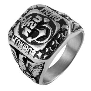 yunnique Men's <b>Titanium</b> Steel Anchor <b>Ring</b> Geometric Design Steel Color Gift Jewelry - Product Image 5