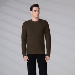 Suéter de Lana Merino Pura para Hombre, Cuello Redondo, Informal, de Invierno, con Logotipo Personalizado, Fabricante de Prendas de Punto - Product Image 1