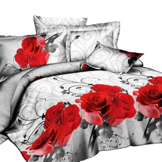 Nhà Cung Cấp Polyester Tấm Ga Trải Giường 3d Floral King Kích Thước Tấm Trải Giường Trang Chủ Dệt May Bộ Đồ Giường