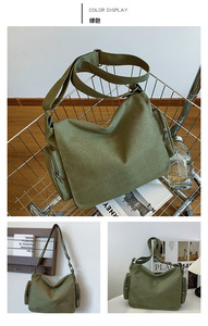 Bolso de hombro informal de lona para mujer de gran capacidad, bolso de estudio para estudiantes universitarios, bolso de viaje, bolso cruzado ligero - Product Image 4