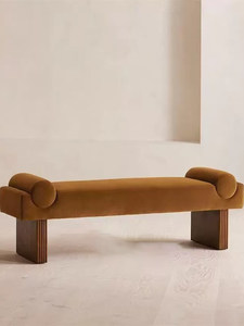 Taburete <span class=keywords><strong>de</strong></span> <span class=keywords><strong>madera</strong></span> tapizado en terciopelo <span class=keywords><strong>de</strong></span> alta gama, estilo retro francés, para entrada <span class=keywords><strong>de</strong></span> hotel, cambio <span class=keywords><strong>de</strong></span> zapatos, dormitorio, guardarropa y pie <span class=keywords><strong>de</strong></span> cama - Product Image 1
