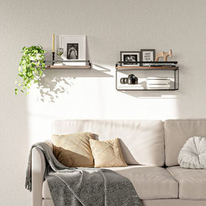 Rustikales Wandregal-Set (2+1) aus Holz zur Wandmontage für Zuhause, Wohnzimmer, Bad und Küche – Dekoratives Merkmal - Product Image 5