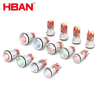 Botón Metálico HBAN de Encendido/Apagado de 22 mm, 220 V, Terminal de Pin, Cabeza Plana, Normalmente Abierto, Momentáneo/Con Retención, IP67, Interruptor de Botón Pulsador de Superficie Grande