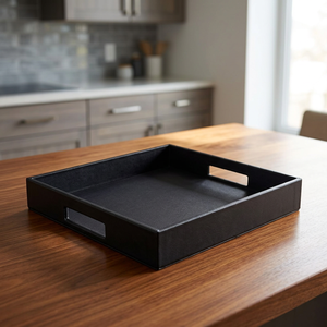 Plateau de service élégant en cuir PU, organisateur décoratif de luxe pour la maison, le bureau, l'hôtel, le restaurant, la chambre et les cadeaux d'entreprise - Product Image 5