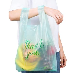 Thank You Customized PE T-Shirt Shopping <b>Bags</b> with Handle for Small Business Retail <b>Packaging</b> - Product Image 5