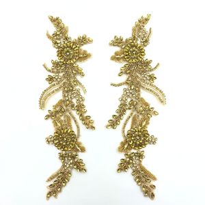 Applicazioni in pizzo floreale 3D con perline di cristallo, decorazioni in strass azzurro chiaro per borse, con retro piatto, a 12 facce, termoadesive e da cucire - Product Image 3