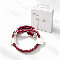 Câble de charge rapide USB-C, cordon de chargeur tressé Type-C PD pour transfert de données pour iPhone 18/17/16/15, iPad, tablette, rouge cerise