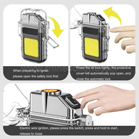 Mini lampe torche LED multifonctionnelle portable, rechargeable par USB, lampe de poche porte-clés, lampe torche étanche pour l'extérieur avec briquet