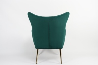 Fauteuil à dossier haut en velours vert émeraude, fauteuil d'appoint moderne modulaire en tissu capitonné, pieds en métal doré pour salon, certifié BSCI