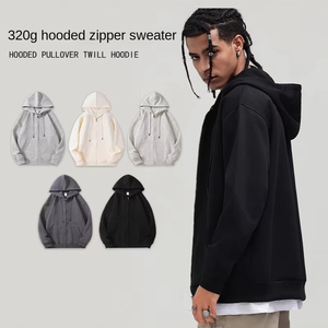Sports Leisure Solid Color 100% Cotton Fleece Loose Fit European American High Street Cross-border Direct Winter Men's Hooded - Product Image 1