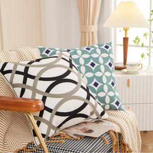 Romantic Towel Embroidered Cushion Cover Pink Green Leaves 18x18 Inch Farmhouse <strong>Floral</strong> <strong>Pillowcase</strong> for Living Room Sofa Bed - Product Image 6