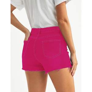 2025 pantalones cortos de mezclilla desgastados de cintura alta para mujer Pantalones Cargo Vintage con botones ajustados de cintura media Tallas X-Small XX-Large Blue - Product Image 3