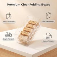 Boîte pliable à plat personnalisée avec logo imprimé, en PET transparent de qualité alimentaire, pour emballage de desserts, cadeaux ou jouets