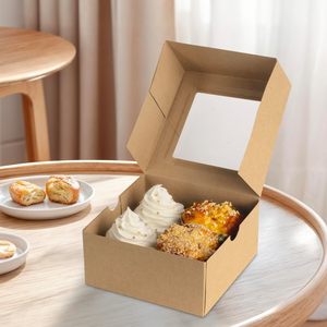 Scatole per Biscotti da Forno <span class=keywords><strong>con</strong></span> Finestra, Scatole in Carta Kraft per Cupcake, Dolci e Prodotti da Forno - Product Image 2