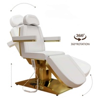 Lit de massage électrique pour salon de beauté, personnalisable, pivotant, doré et blanc, pour extensions de cils, table de massage et chaise faciale réglable