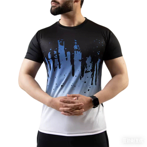High Quality Knitted Sporty Sublimation T-Shirt Custom Print Logo Men's Short Sleeve Polyester Spandex Running Sports Gym Bulk