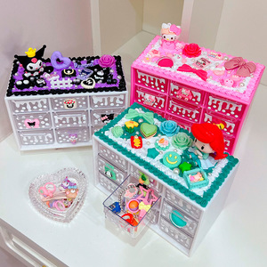 Handmade Diy <b>Storage</b> <b>Box</b> With Cream 9 Grid Plastic Jewelry Organizer For <b>Kids</b> Desktop Toy Craft Kit - Product Image 4