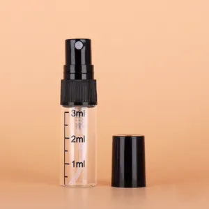 黑色玻璃样品香水瓶2毫升3毫升带刻度测量迷你玻璃瓶化妆品喷雾瓶