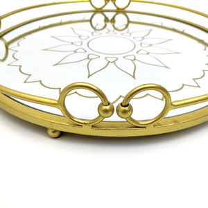 Articoli <span class=keywords><strong>da</strong></span> <span class=keywords><strong>toeletta</strong></span> per camere d'albergo di lusso rotondo in metallo specchio in vetro trucco <span class=keywords><strong>vassoio</strong></span> espositore per gioielli-<span class=keywords><strong>vassoio</strong></span> <span class=keywords><strong>da</strong></span> portata decorativo rotondo - Product Image 3