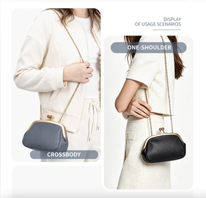 Bolso Ando de Cuero Genuino de Vaca para Mujer, con Cierre de Beso y Cadena, Bolso Bandolera Pequeño, Bolso de Mano para la Noche - Product Image 3
