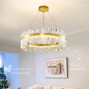 Exquisito candelabro de dormitorio moderno con luz colgante acrílica de Control remoto para Villa brillante Sala de estar Diseño Sense - Product Image 4