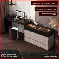Table de toilette avec miroir, espace de rangement exclusif, résistante à l'usure et durable, en bois massif