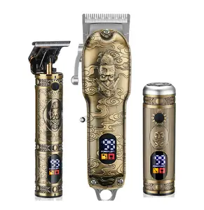 Aparador de cabelo multifuncional masculino, profissional, de metal, barbeador elétrico, aparador de nariz, kit para homens