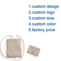 Pochette à bijoux en suède avec insert pour collier, logo personnalisé en relief, prix d'usine