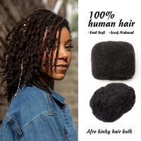 Cheveux Remy en vrac de haute qualité sans attaches, cheveux humains péruviens QVR Afro Kinky Curly Wave en vrac pour tressage, couleur naturelle