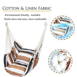 Sedia amaca appeso corda altalena, appeso sedia con tasca, tessuto di cotone per un Comfort superiore e durata perfetta per esterno - Product Image 4