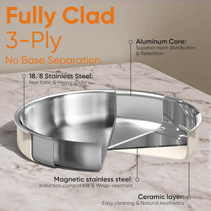 Ensemble de casseroles en acier inoxydable de haute qualité à 3 couches avec couvercles en verre et silicone, adaptées aux cuisinières à gaz et à induction - Product Image 4