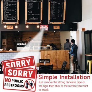 Segnale di sicurezza per bagni pubblici, adesivo autoadesivo facile da applicare per negozi e caffè - Product Image 5