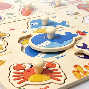 Rompecabezas <span class=keywords><strong>de</strong></span> madera con puzle <span class=keywords><strong>de</strong></span> perillas para niños pequeños, juguete educativo <span class=keywords><strong>de</strong></span> aprendizaje temprano con formas <span class=keywords><strong>de</strong></span> <span class=keywords><strong>animales</strong></span> y frutas - Product Image 6