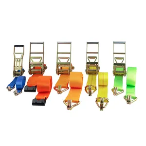 FORCENTRA 2inch 10000lbs Polyester Belt J Wire Hook Ratchet Tie Down Straps Heavy Duty Load Strap Customers' LOGO Printing