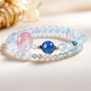 Pulsera <span class=keywords><strong>de</strong></span> Cristal <span class=keywords><strong>de</strong></span> Fresa Natural, Doble Círculo Apilado, Hecha a Mano para Mujer, Exquisita, Elegante, <span class=keywords><strong>Beneficios</strong></span> para Empleados - Product Image 3