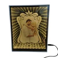 Cadre photo LED en plastique pas cher, romantique, cadeau de mariage, souvenir, vente en gros, fabrication en usine, cadre photo double cœur