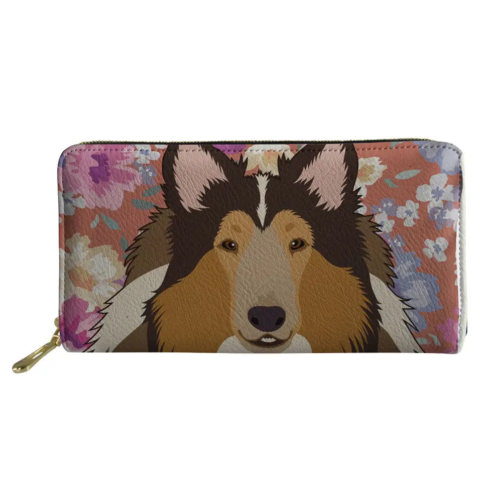Großhandel Custom Logo Frauen Hand Brieftasche Australische Rinder Hund Blumen Creme Frauen Handtaschen Blumen Geldbörsen Für Dame 2021