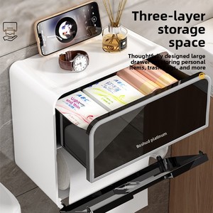 Porte-papier toilette de luxe haut de gamme, imperméable, multifonctionnel, double couche, sans perçage, pour salle de bain - Product Image 1