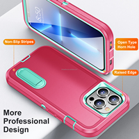 Étui robuste de défense de béquille solide pour iPhone 15 Pro Max étui de téléphone portable en galvanoplastie avec couleurs mélangées