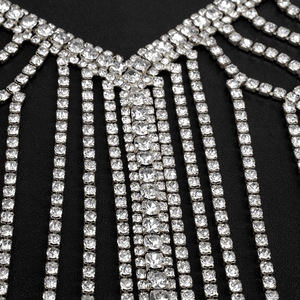 Luxe femmes une pièce soutien-gorge culotte strass corps chaîne Transparent Sexy cristal Lingerie bijoux chaîne - Product Image 4