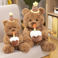 Nouvelle figurine ours en peluche, cadeau chapeau d'anniversaire, jouet en peluche, oreiller décoratif, poupée ours gâteau, en coton PP doux