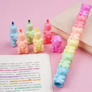 Creative school stationery 5 color highlighter pen set kawaii bear marker