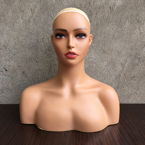 Cara de maquillaje realista de grado 8A, busto inflable femenino afroamericano sentado, cabeza de Maniquí de PP con hombro para exhibición de peluca - Product Image 4