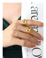 Edelstahl kubanische Kette breit offen Hip Hop Chunky Ring wasserdicht vergoldet Ring nicht trüben Frauen Kette offener Ring